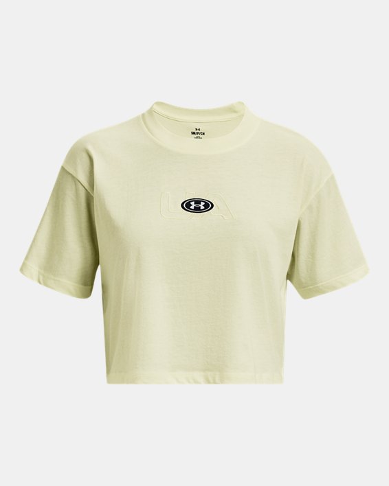Women's UA Branded Logo Crop Short Sleeve in Green image number 4